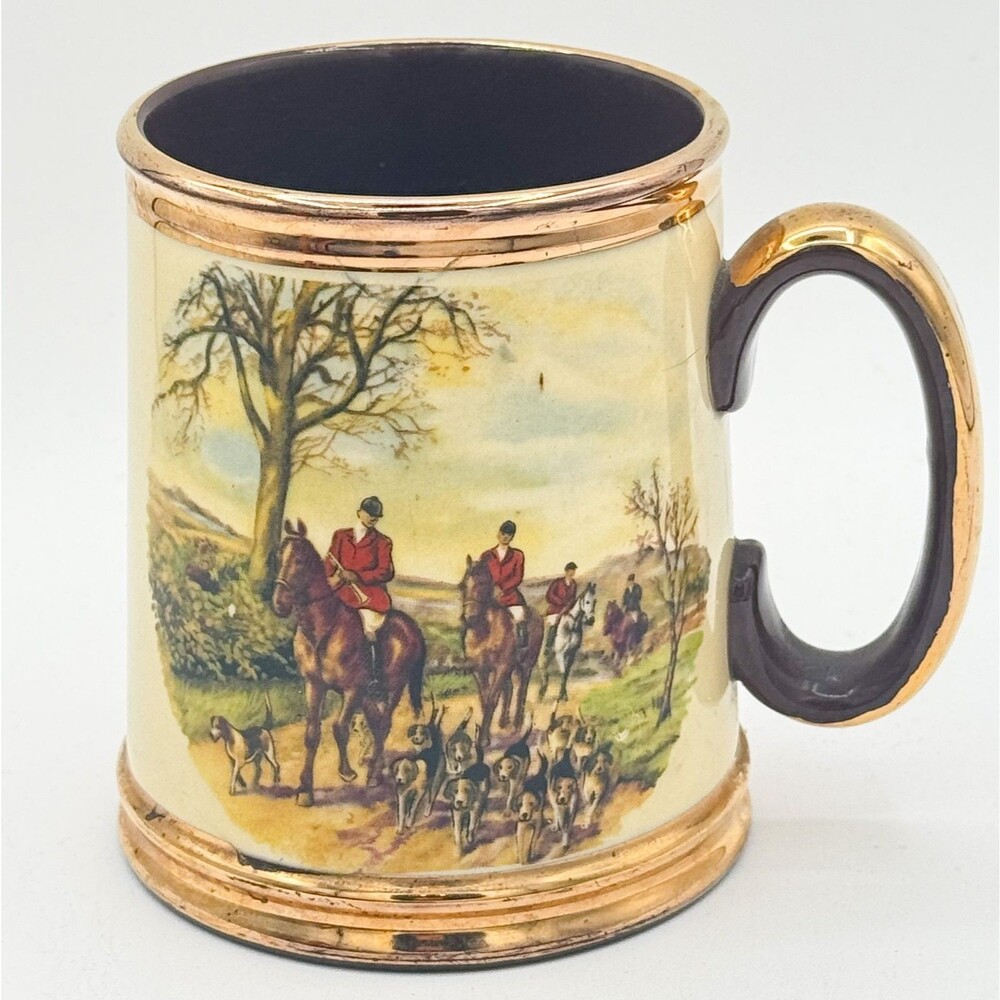 Vintage Gibsons Staffordshire England Fox Hunt Equestrian Horse Mug Tankard Cup